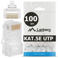 100 szt. końcówki wtyk wtyki RJ45 8P8C UTP kat.5e CAT.5e przelotowe Lanberg