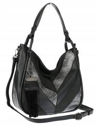 Torebka Damska Shopper Worek Pojemna Torba na Ramię Modna MC513 Czarna