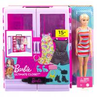 Barbie Zestaw Szafa garderoba z ubrankami akcesoriami Lalka HJL66