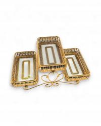 LUKSUSOWA PATERA 3 Misy PROSTOKĄTNE Złoto Biała GLAMOUR