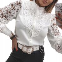 NewStyleD женская рубашка с длинным рукавом орнамент белая рубашка женская кружевная элегантная блузка