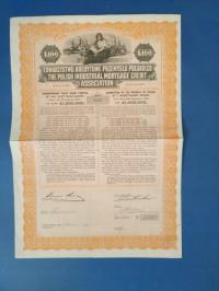 Tow. Kredytowe Przemysłu, obligacja na 100 funtów 1928 roku