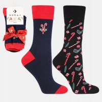 ŚWIĄTECZNE SKARPETY ZE WSTĄŻKĄ SKARPETKI PREZENT MORAJ 2PAK
