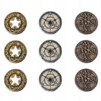 ZESTAW 9 MAGICZNYCH METALOWYCH MONET LARP RPG