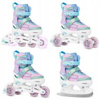 Rolki Wrotki Łyżwy 4w1 Regulowane RAVEN Etta Violet 34-37 Kółka LED