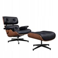 Кресло для отдыха Eames, черная версия из воловьей кожи, большая большая изголовье