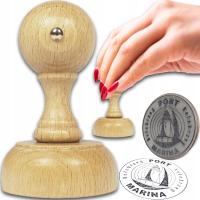 STEMPEL RĘCZNY PIECZĄTKA Z LOGIEM R50mm DECOUPAGE PROJEKT+GUMKA