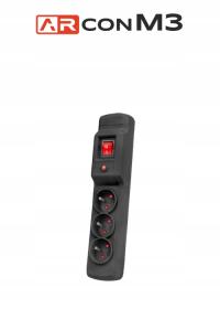 Listwa przeciwprzepięciowa 3 gniazda o długości 1,5m czarna ARcon M3