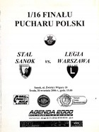 Программа матча Сталь Санок-Легия польский Кубок 2006
