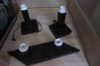 ZESTAW LAMPY DREWNO Z ABAZURAMI 3 SZT