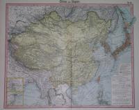 1900 oryginał MAPA CHINY KOREA JAPONIA TAJWAN TYBET NEPAL Pekin Seul Tokio