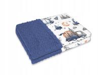 KOCYK MINKY BAWEŁNA 75X100 SAMOCHODZIK NIEBIESKI