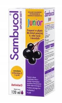 SAMBUCOL JUNIOR 120 ML SYROP/ BEZ CZARNY/ WIT.C/DLA DZIECI POW.6 ROKU ŻYCIA