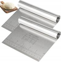 2 SZT SZPATUŁKI STAL NIERDZEWNA SKROBAK DO CIASTA Z UCHWYTEM SKALĄ