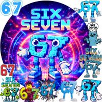 OPŁATEK NA TORT 67 SIX SEVEN BRAINROT ROBLOX ZESTAW 12el. JADALNY URODZINY