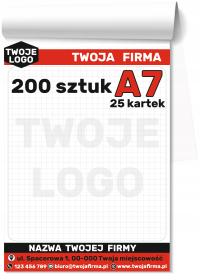 NOTES klejony A7 BLOCZKI reklamowe z NADRUKIEM Logo NOTESIKI 200 sztuk