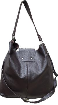 Torebka damska WOREK lisotnoszka SKÓRA NATURALNA Vera Pelle CZEKOLADA