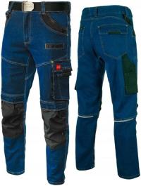 NOWOCZESNE spodnie męskie jeans robocze ELASTYCZNE STRETCH SLIM granatowe