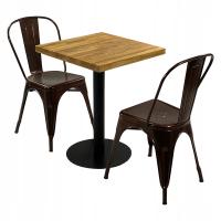 Zestaw stół Bistro Wood 2 krzesła miedziane Tolix