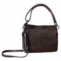 Czekoladowa torebka zamszowa ciemny brąz ZAMSZ NATURALNY + SKÓRA NATURALNA