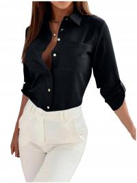 ЭЛЕГАНТНАЯ ЖЕНСКАЯ ДЕЛОВАЯ РУБАШКА С ДЛИННЫМ РУКАВОМ НА ПУГОВИЦАХ