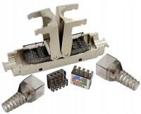 Łącznik beznarzędziowy Kat.6A STP ekran 2x RJ45 SLIM z osłonkami