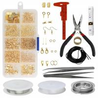 Zestaw półfabrykatów do biżuterii kolczyków bigle ogniwka zawieszki 880 el.