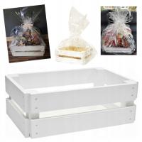 Biała Skrzynka Drewniana pusta Biały Kosz Koszyk prezentowy upominkowy