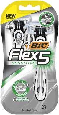 BIC FLEX 5 ЧУВСТВИТЕЛЬНАЯ ОДНОРАЗОВАЯ БРИТВА ДЛЯ БРИТЬЯ ДЛЯ МУЖЧИН 3 ШТ.