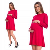 NATALIA sukienka ciążowa przed kolano długi rękaw czerwony