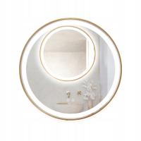 Lustro łazienkowe podświetlane LED 80 cm okrągłe J06 ze złotą ramą