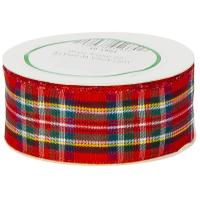 Wstążka tasiemka w kratkę kratka do dekoracji ozdobna 25mm wielokolorowa