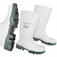 GUMOWCE BUTY ROBOCZE PVC WYSOKIE PODNOSEK DUNLOP WORK-IT S4 BIAŁE