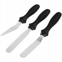 NÓŻ ŁOPATKA DO CIASTA SZPATUŁKA KREM CZEKOLADA TORT DEKORATOR ZESTAW 3szt