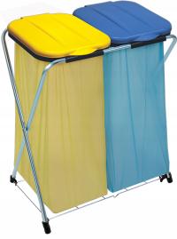 STOJAK PODWÓJNY KOSZ DO SEGREGACJI ŚMIECI 2 STANOWISKA 2 x 120L