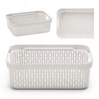 KOSZYK ORGANIZER do łazienki kremowy pojemnik plastikowy ażurowy 40x30x13cm