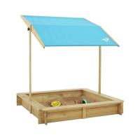 TP Toys, Wooden Sandpit with Sun Canopy, Large Outdoor Play Area with Canop