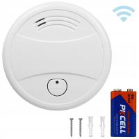 Bezprzewodowy alarm dymu z czujką pożarową i lampką ostrzegawczą na baterie