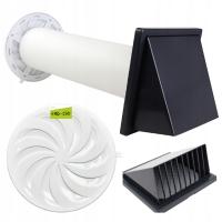 Zestaw wentylacyjny przez ścianę 100mm kratka Nawiewnik Ścienny regulowany