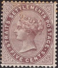 kol.bryt.Straits Settlements QV 5 c.czysty *