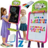 Tablica edukacyjna magnetyczna suchościeralna kredowa zestaw dla dzieci 3w1