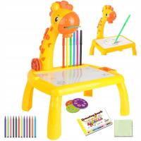 PROJEKTOR DO NAUKI Rysowania RZUTNIK ŻYRAFA TABLICA STOLIK SLAJDY FLAMASTRY