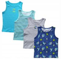 PRIMARK bawełniane chłopięce podkoszulki REKINY MIX 4-pak 5-6lat
