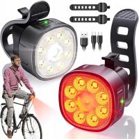 ВЕЛОСИПЕДНЫЙ ПЕРЕДНИЙ И ЗАДНИЙ СВЕТОДИОДНЫЙ СВЕТИЛЬНИК, МОЩНЫЙ ПЕРЕЗАРЯЖАЕМЫЙ КОМПЛЕКТ ДЛЯ ВЕЛОСИПЕДА
