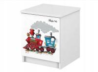 Szafka nocna dziecięca BOO biała-pociąg 41x41cm