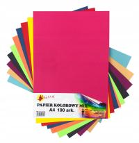Papier kolorowy A4 mix 100 arkuszy 10 kolorów