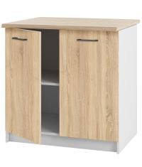Кухонный шкаф, стоящий снизу, Дуб сонома с столешницей для комплектов, белый, 80 см