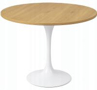 Stół Tulip Okrągły 100 cm / KOLOR Dąb Biały Nowoczesny Obiadowy JADALNIANY