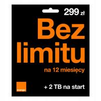 Уникальный стартер ORANGE 299 зл SIM-карта год без ограничений интернет 2TB