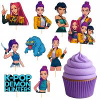 TOPER NA TORT TOPPER K-POPOWE ŁOWCZYNI DEMONÓW HUNTRIX URODZINY HUNTERS